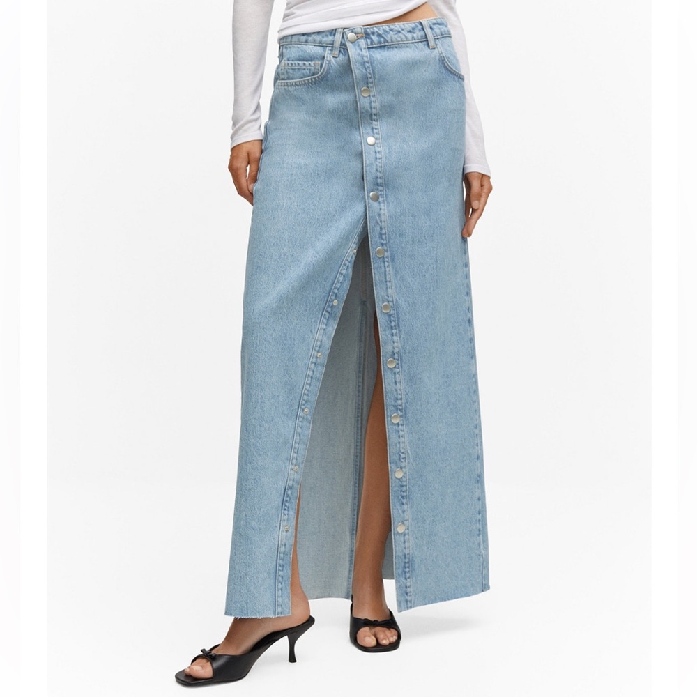 NWT MANGO Buttoned Denim Midi/Maxi Skirt Size S